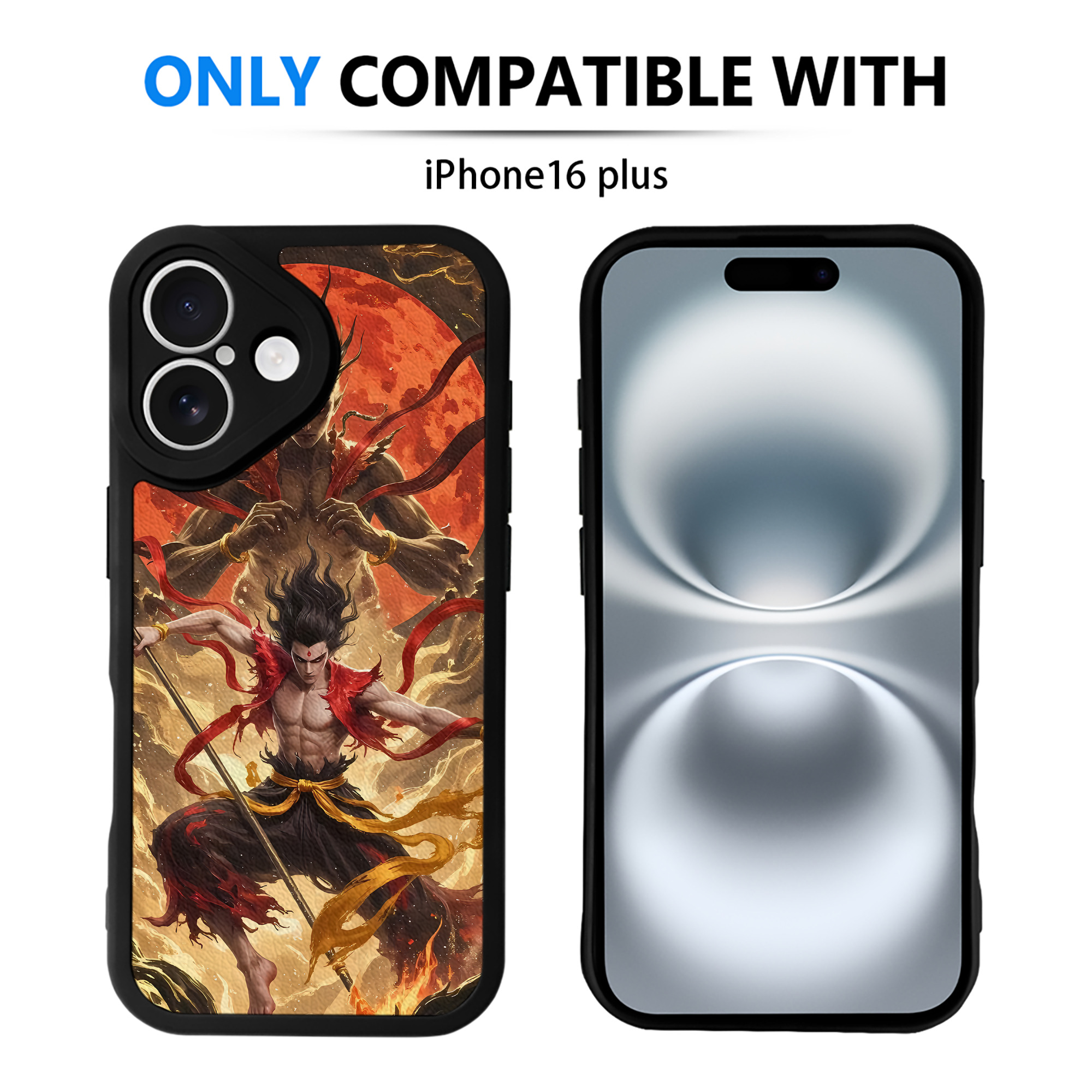 （画像用） Ne Zha 2 ナタ 魔童の大暴れ 【iPhone 16シリーズ対応】シリコンスマホケース（レザー調） 材質：シリコン